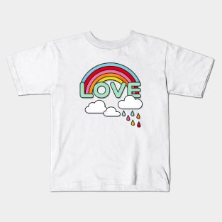 Rainbow Love Typography Kids T-Shirt